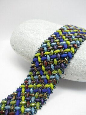 Handwoven Herringbone Superduo bracelet